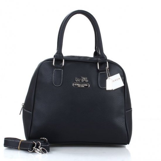 Coach Georgie In Leather Medium Black Satchels ESY - Click Image to Close